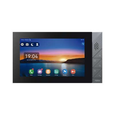 [I55A] Monitor IP/SIP para interior con Android, Wi-Fi, Bluetooth, pantalla táctil de 7", audio de 2 vías, PoE, 8 interfaces de entrada de alarma.