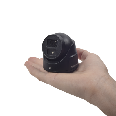 Ultra Mini Turret TURBO 2 Megapixeles (1080p) / Gran Angular / Lente 2.8 mm / 20 mts IR EXIR / Exterior IP67 / 4 Tecnologías (TVI / AHD / CVBS) / dWDR / Color Negro