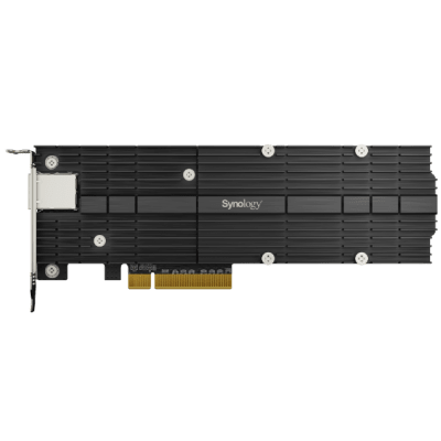 [E10M20-T1] Adaptador Combinado SSD M.2 y 10 GbE | PCIe 3.0 x8 | 2 Ranuras NVMe M.2 22110/2280 | Puerto 10GBASE-T RJ45 | Autonegociación 10/5/2,5/1 Gbps | Compatible con SSD NVMe SNV3000.