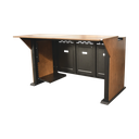 Consola Profesional para Monitoreo | Con Porta PC | Con Tomacorriente | Tapas Removibles | Color Negro y Nogal con Veta | Lamina de Acero Rolado Calibre 18 | Pintura en Polvo Electrostática.