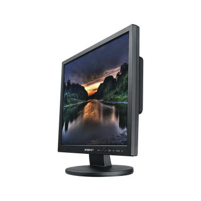 [SMT-1935] Monitor Profesional LED de 19" con Cristal templado ideal para Videovigilancia / Uso 24/7 / Resolución 1280x1024p/ Entradas de video HDMI, VGA y BNC 