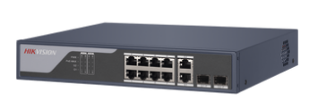 Switch PoE+ / Administrable / Uso en Rack (1 U) / 8 Puertos PoE+ / 2 Puertos SFP / 2 Puertos Uplink Gigabit / Configuración Remota desde Hik-PartnerPro / PoE Hasta 300 Metros / 125 W